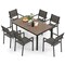 Costway 7 PCS Outdoor Dining Set with 6 Stackable Chairs & Large Rectangle Table Garden